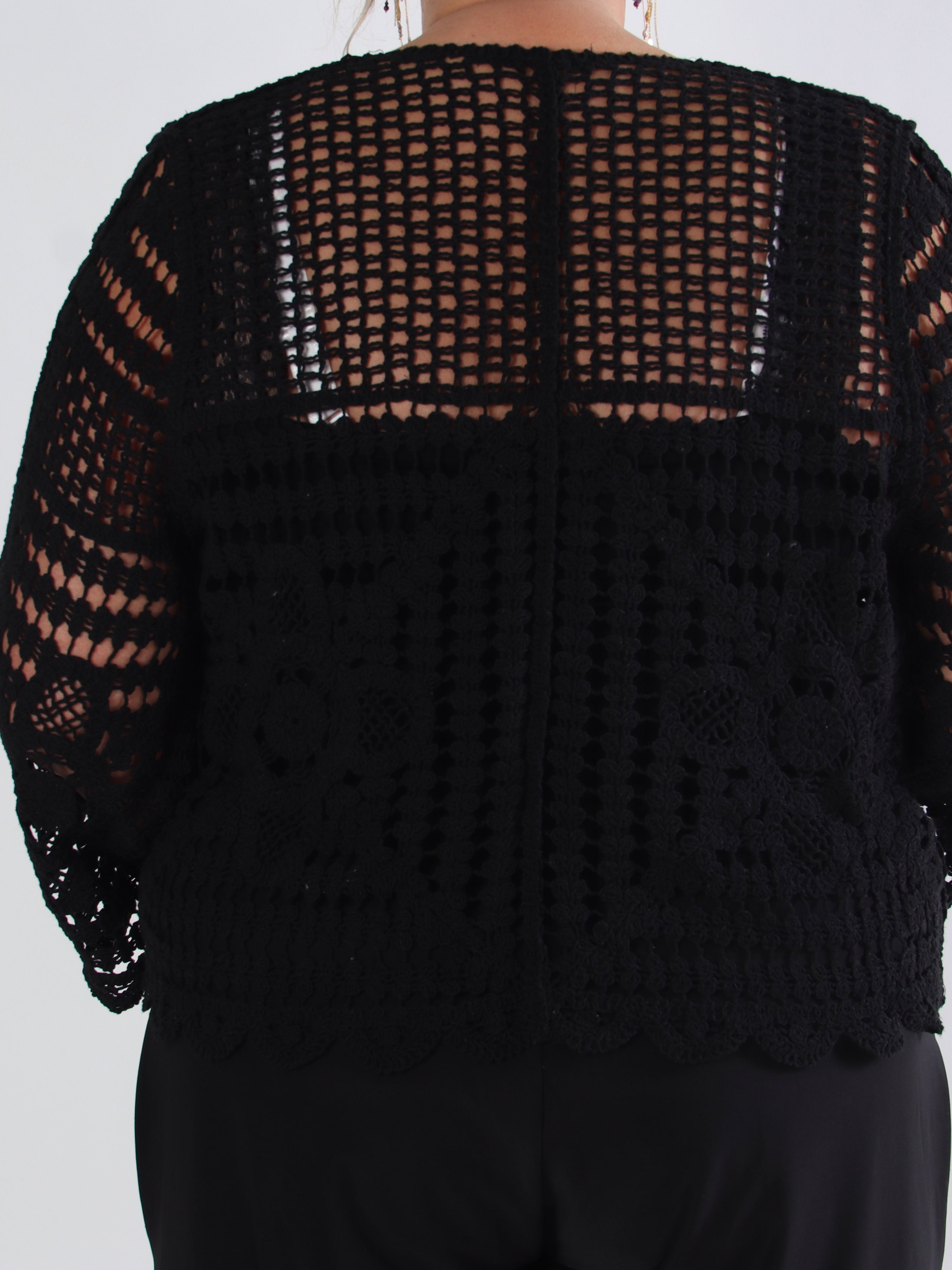 Marina - Sød hæklet plus size cardigan i bomuld